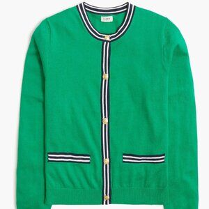 Jcrew Green Contrast-trim cardigan sweater